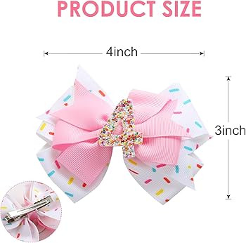2Pcs Birthday Hair Bow for Baby Girls 2 3 4 5 6 7 Years Sprinkle Decorations Confetti Ice Cream P... | Amazon (US)