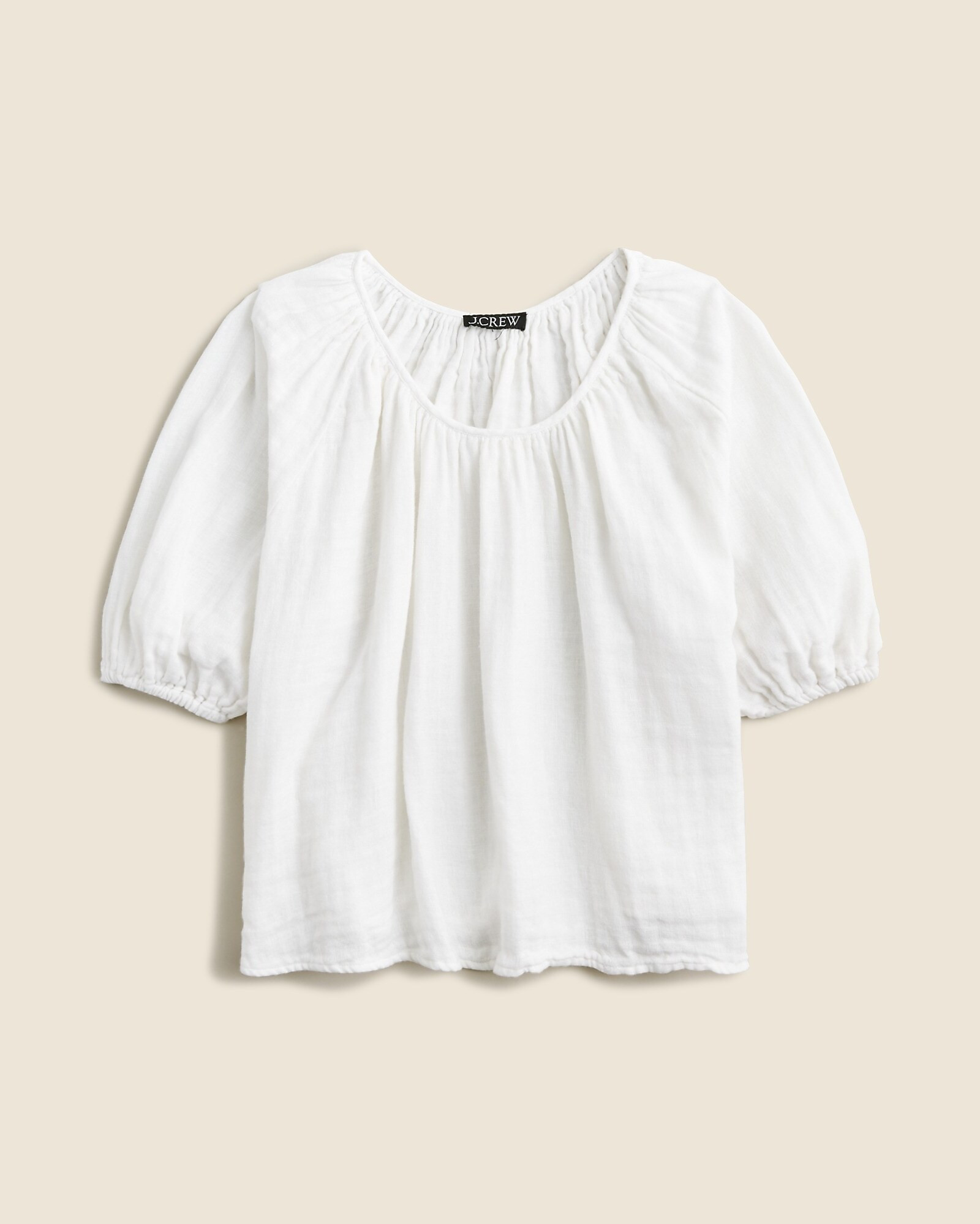 Swingy puff-sleeve top in cotton-linen blend gauze | J. Crew US