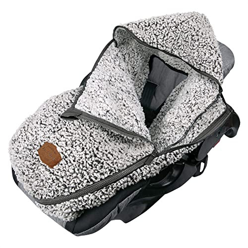JJ Cole Bundle Me Winter Baby Car Seat Cover and Bunting Bag - Sherpa Lined Infant Car Seat and Baby Carrier Cover - Winter Baby Car Seat Covers - Cozy Gray | Amazon (US)