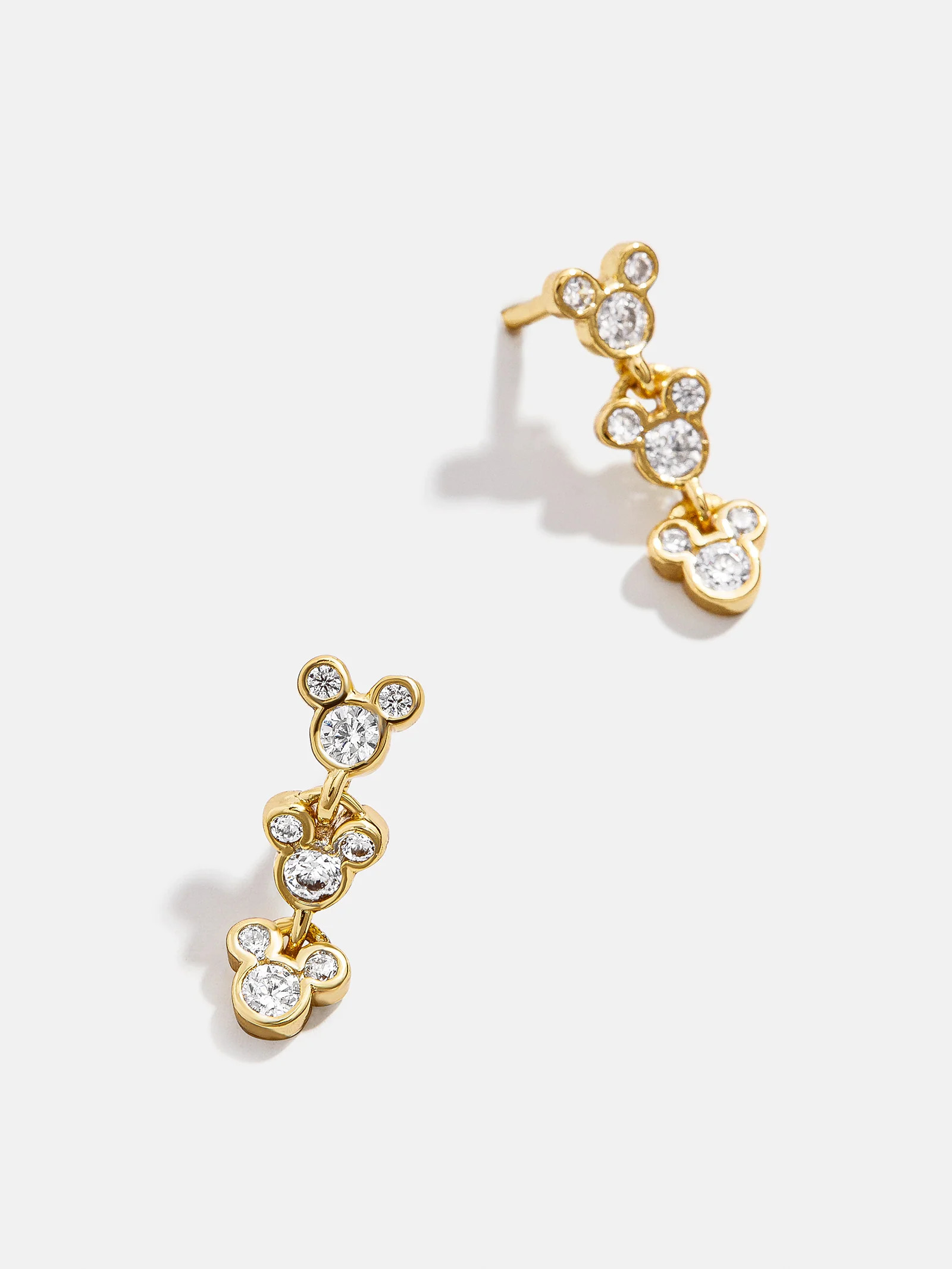 Mickey Mouse Disney 18K Gold Plated Sterling Silver Drop Earrings - Gold/Pavé | BaubleBar (US)