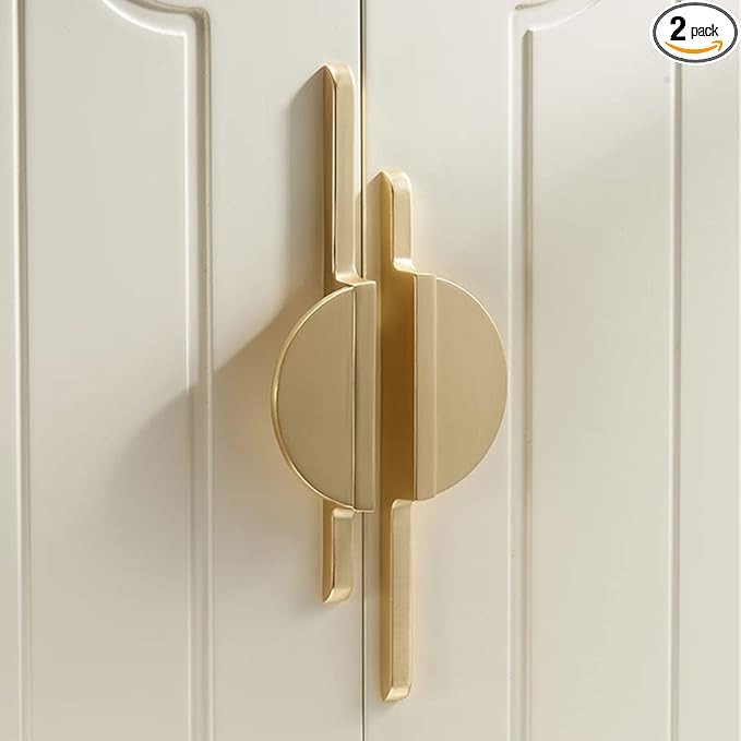 Myxekllo Brushed Gold Drawer Pulls Half Moon Drawer Pulls, 2.5 inch(64mm) Hole to Hole Semi Circl... | Amazon (US)