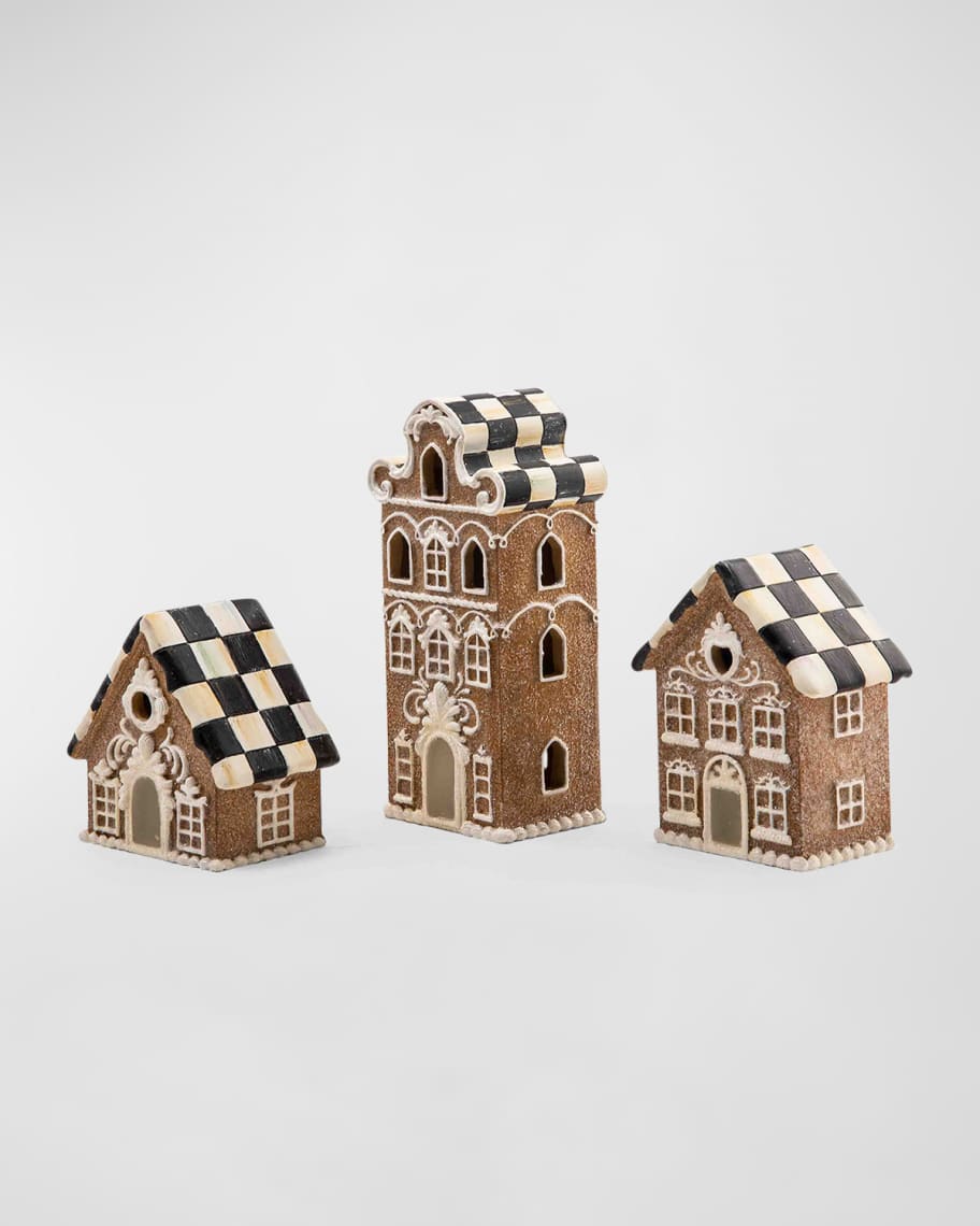 MacKenzie-Childs Gingerbread Illuminated Mini Houses, Set of 3 | Neiman Marcus