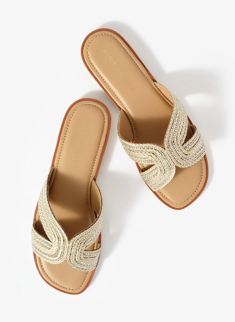 Darcy Gold Metallic Detail Sandals | Mint Velvet