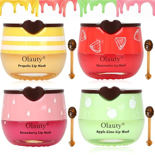 4 PCS Bee Lip Balm Honey Pot, Honey&Strawberry&Watermelon& Apple Lime Lip Mask Propolis Moisturizing Lip Balm Lip Care, Sleeping Lip Mask Hydrating Prevention Dry & Cracked Lips | Amazon (US)