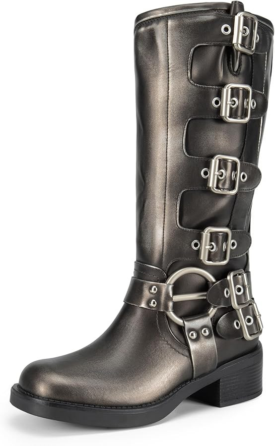 DREAM PAIRS Women's Knee High Riding Boots Side Zipper Motorcycle Boots Square Toe Chunky Heel Fa... | Amazon (US)