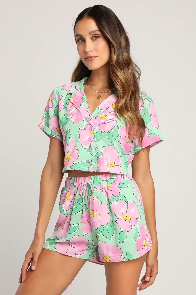 Sun and Blooms Pink Multi Floral Print Two-Piece Romper | Lulus (US)