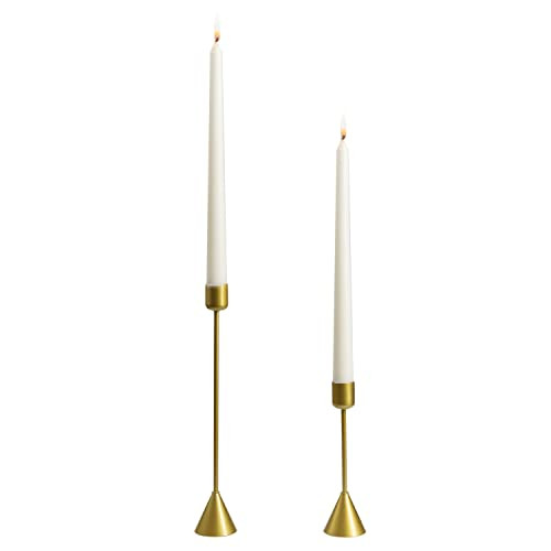 Royal Imports Gold Taper Candle Holder, Modern Metal Tapered Candlestick Holders, Centerpiece Decoration for Home or Wedding, 2 Pc Set, 6" & 10" | Amazon (US)