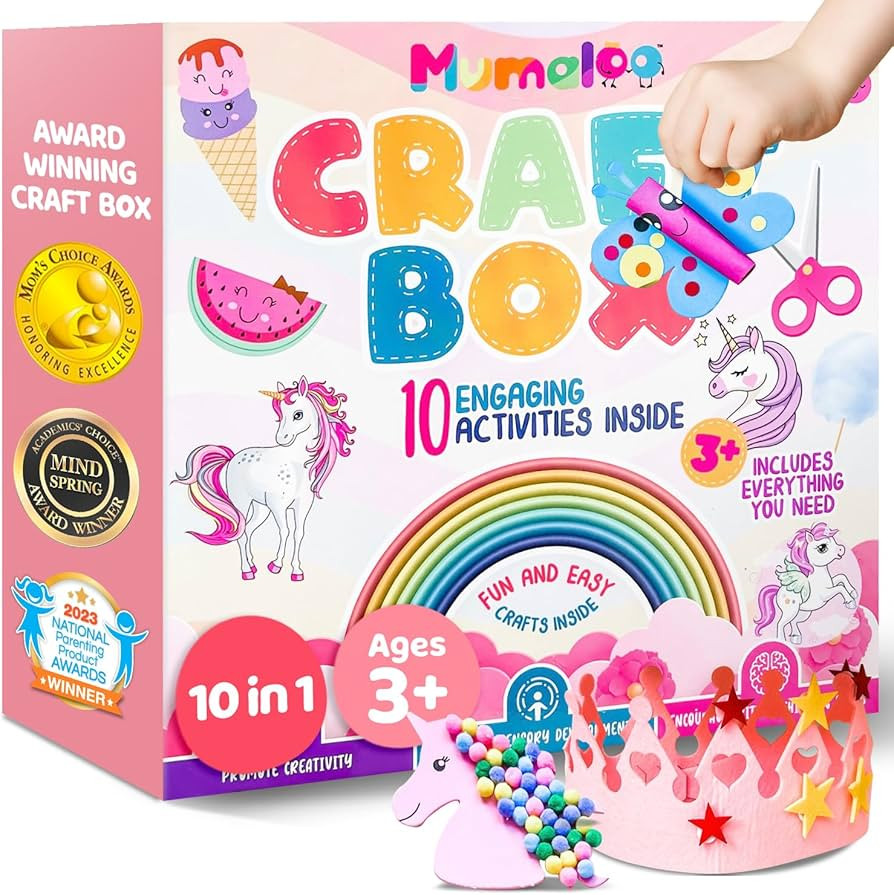 Unicorn Craft Box - 10 Fun Arts and Crafts for Kids Ages 4-8, No Mess, Educational, Mermaid Art P... | Amazon (US)