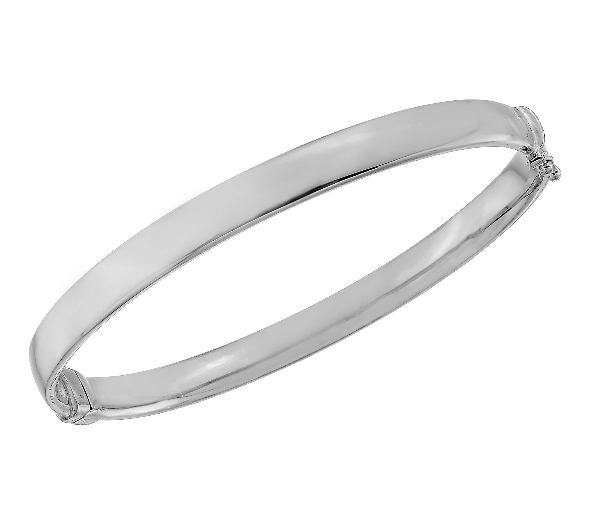 Silver Style Oval Hinged Bangle Bracelet, Sterling | QVC