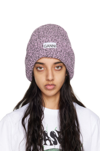 GANNI - Purple Rib Beanie | SSENSE