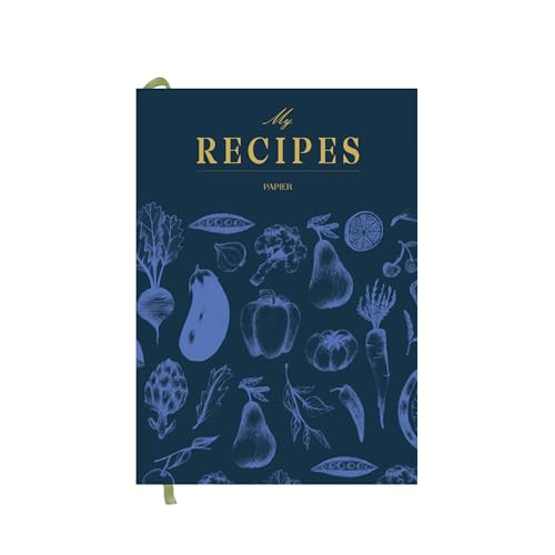 Papier Recipe Journal - Harvest, Navy, 8.46"L x 6.02"W, Hardback | Preserve Family Traditions | Silk Finish | Well Organised and Durable | Space for Cooking Hints & Tips | Amazon (US)