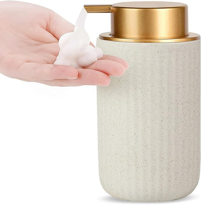 Ceramic Hand Foaming Soap Dispenser - 300ml Hand Foaming Pump Soap Dispenser for Hand Wash Beige ... | Amazon (US)