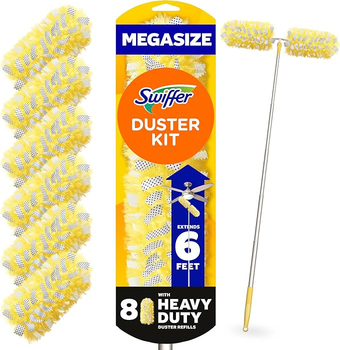 Swiffer Duster Kit with 6 ft Super Extendable Handle, Heavy Duty Starter Kit with 8 Refills | Amazon (US)
