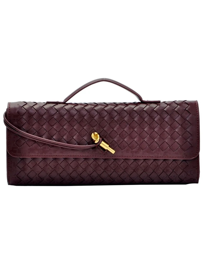 Trendy Woven Evening Clutch Purses for Women Evening Bags Handbags PU Leather Purse with Removabl... | Walmart (US)