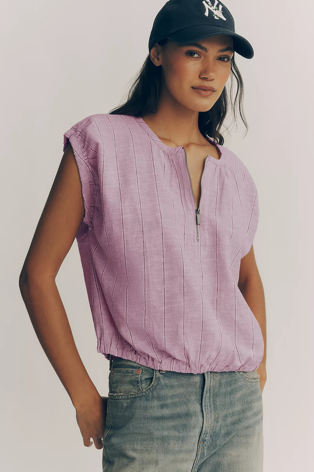 Pilcro 100% European Linen Zip Front Blouse | Anthropologie (US)