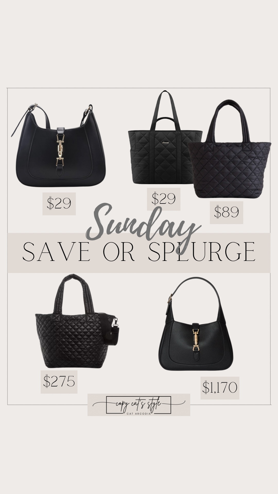 Save or splurge on designer bags, gucci look alike bag, look for less, quilted bags, save vs splurge on style finds. 

#LTKFindsUnder50 #LTKStyleTip #LTKFindsUnder100
