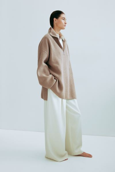 Rib-knit Half-zip Sweater - Beige - Ladies | H&M US | H&M (US + CA)