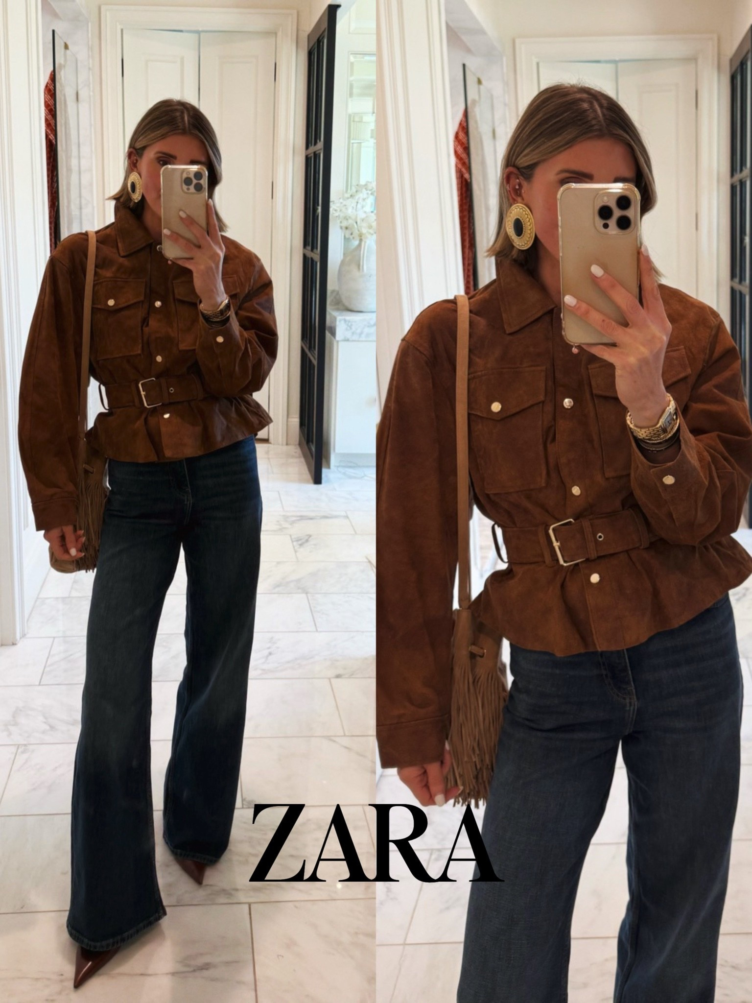 How I’m styling this suede jacket for fall! I’m wearing size small in the jacket and 2 in the jeans, run tts.