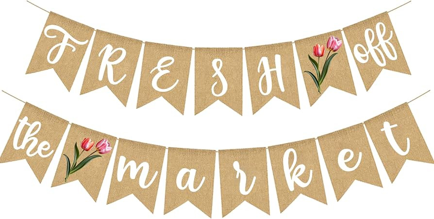 Fresh Off The Market Bridal Shower Banner Farmer's Floral Bachelorette Party Supplies Tulip Burla... | Amazon (US)