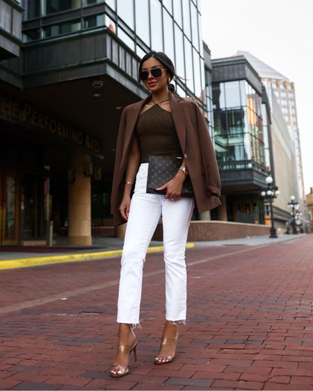 Summer outfit ideas
Amazon the drop brown blazer
Similar brown halter top
Good American jeans wearing a 0
Schutz sandals



#LTKfindsunder50 #LTKfindsunder100 #LTKstyletip