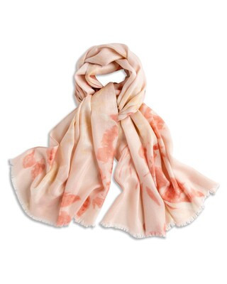 Chico's Women's Gingered Peach Liquefied Floral Scarf, Size: One Size | Chico's
