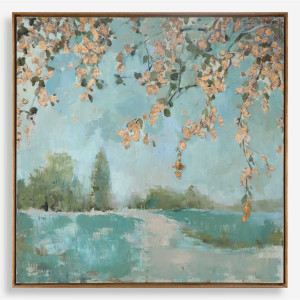 Peaceful Landscape Framed Canvas Wall Art - 36.5" x 36.5 | Christmas Central