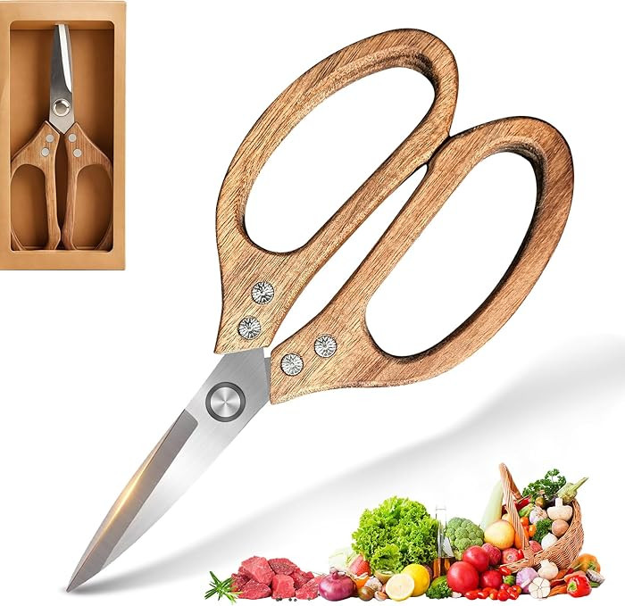 ShapFoud All Purpose Shear, kitchen scissors for food,Pecan Wood Handles 8.45 x 4.06 x 0.5 inches | Amazon (US)