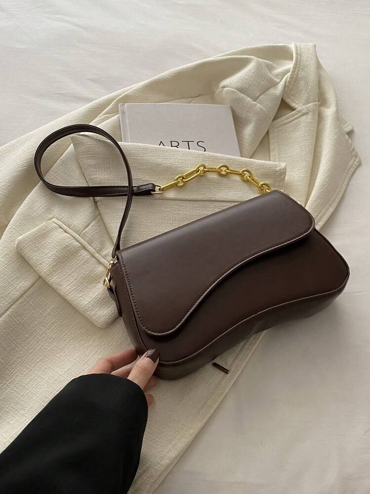 Minimalist Solid Color Shoulder Flap Bag, Classic Textured Crossbody Bag Purse For Women | SHEIN