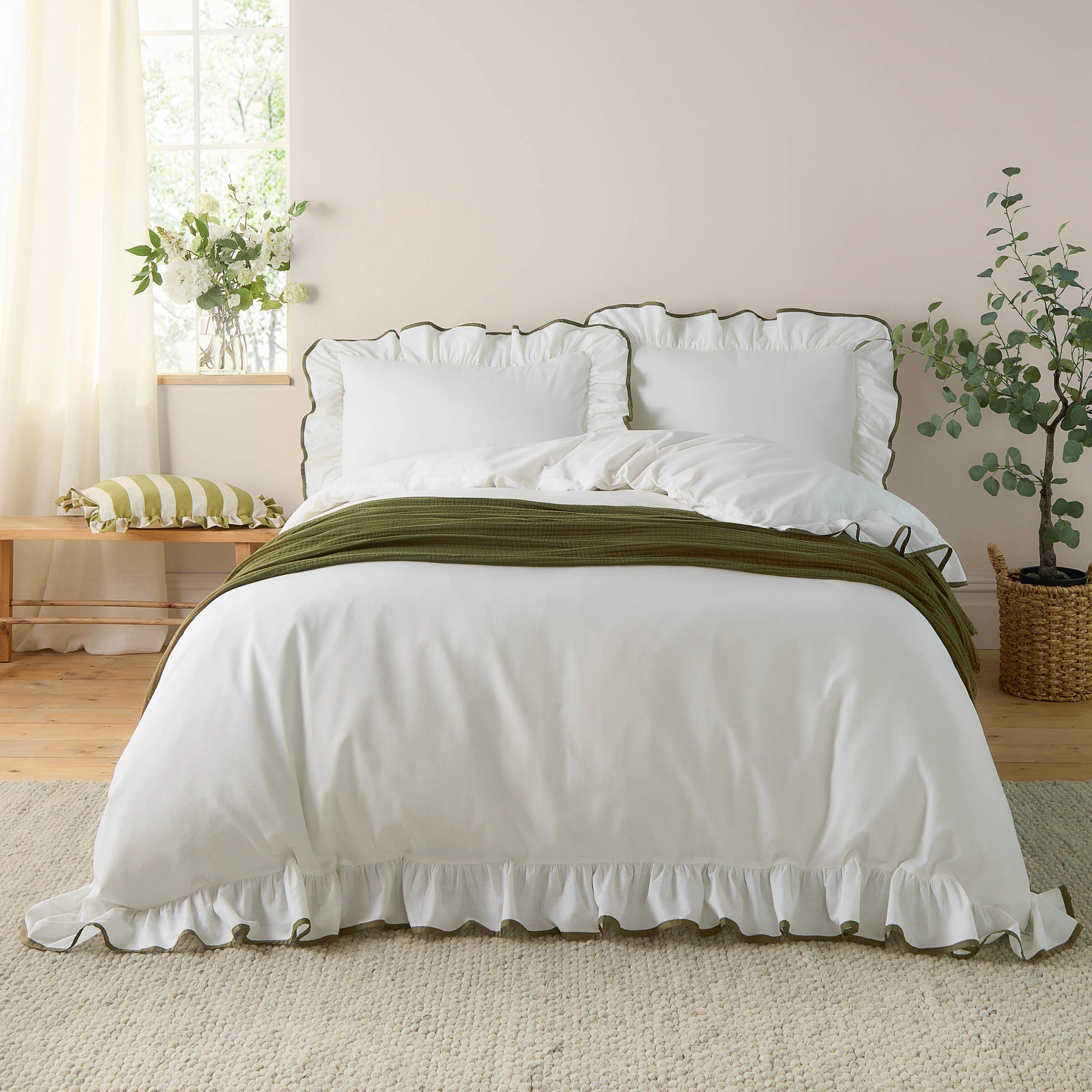 Blousey Cotton No Pattern Duvet Cover Set with Pillowcases | Wayfair UK