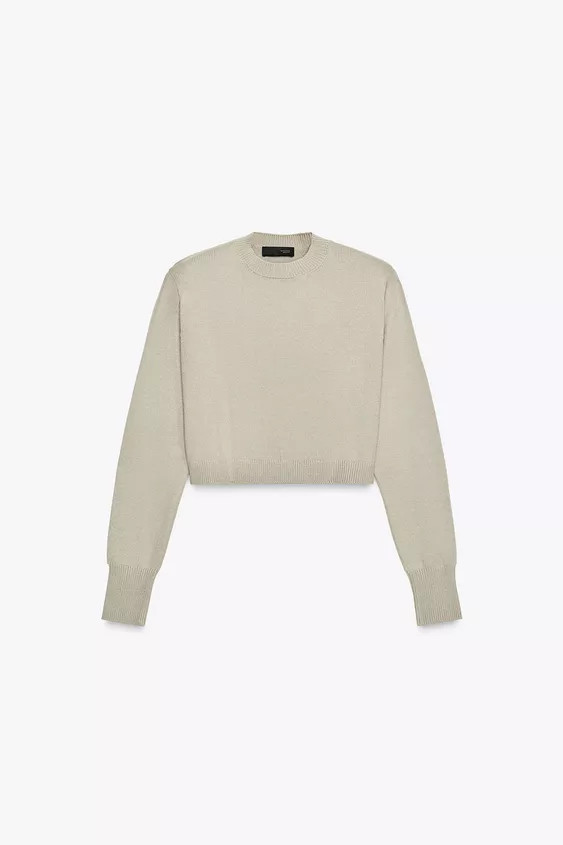 SHOULDER PAD CROPPED KNIT SWEATER | Zara Canada