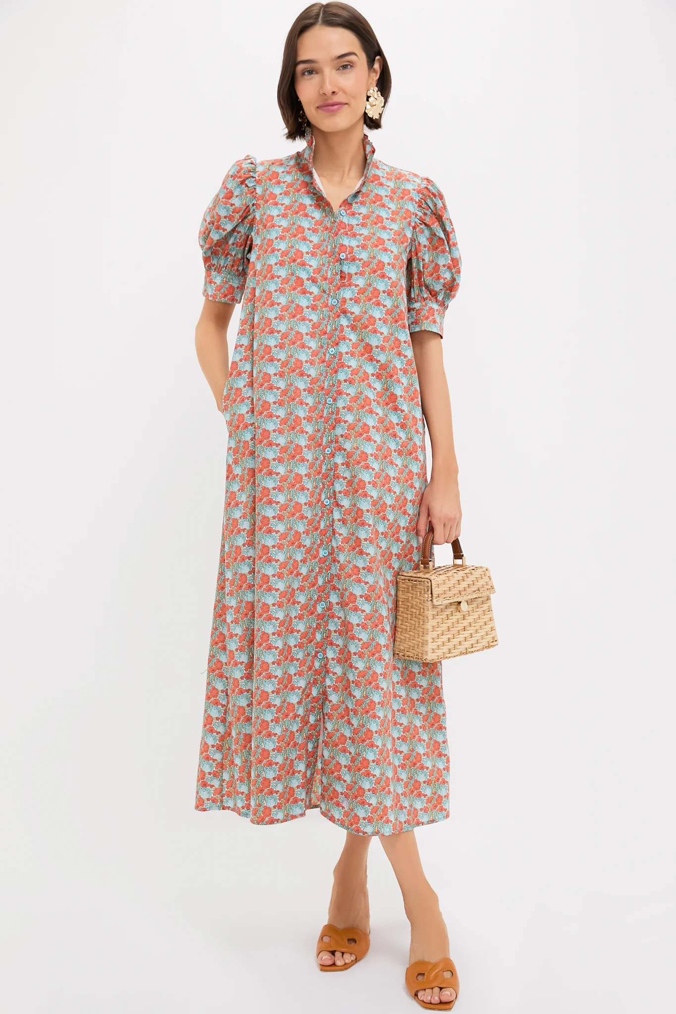Orange & Blue Floral Louisa Maxi Dress | Tuckernuck (US)