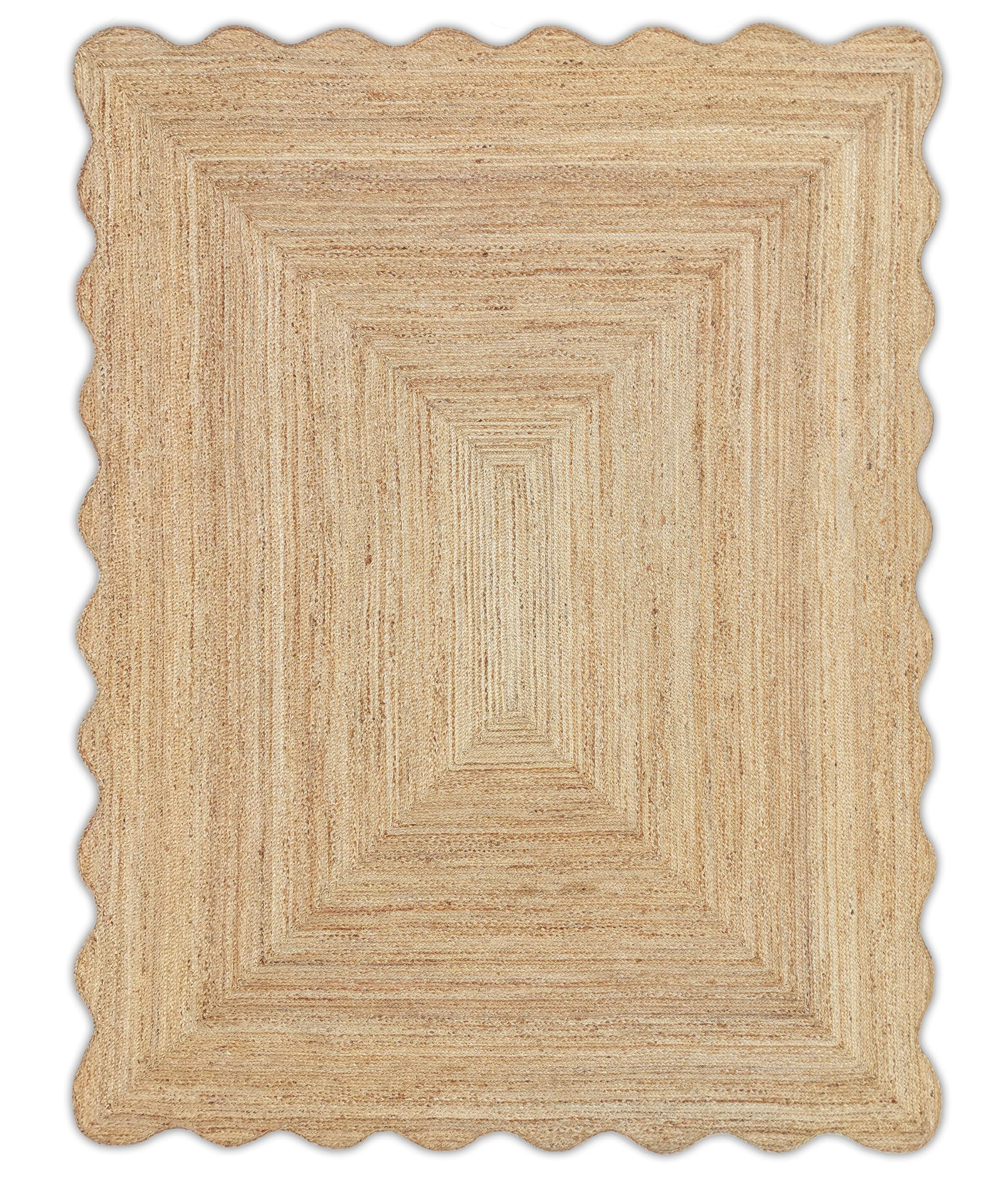 Wave Scalloped Natural Jute Rug Boho Jute Rug Braided Area Rug, Coastal Farmhouse Scallop Rug, Na... | Amazon (US)