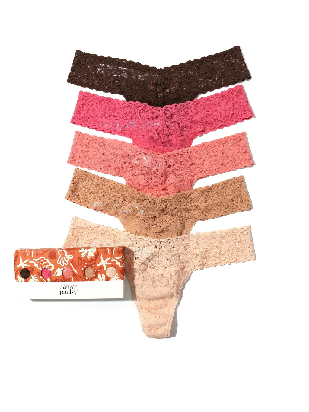 5 Pack Petite Size Signature Lace Thongs in Printed Box Sale | Hanky Panky