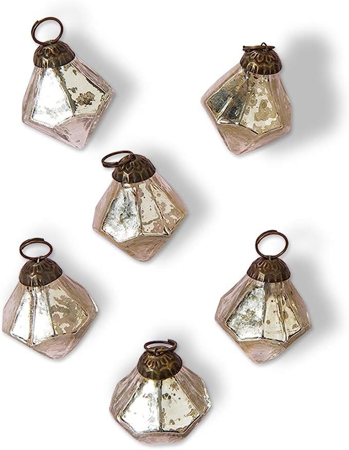 Luna Bazaar Mercury Glass Mini Ornaments (1 to 1.5-inch, Silver, Elizabeth Design, Set of 6) - Gr... | Amazon (US)