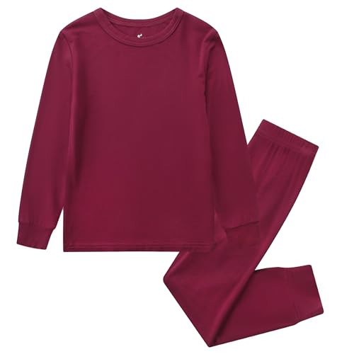O2 BABY Toddler Pajamas Boys Girls Pajama Set, Unisex Viscose from Bamboo Baby Pajamas, Soft Solid Sleepwear 2-piece PJS Set (12-18 Months, Wine Red) | Amazon (US)