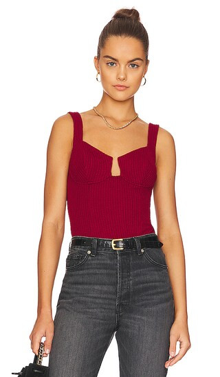 Aria Bodysuit in Burgundy | Revolve Clothing (Global)