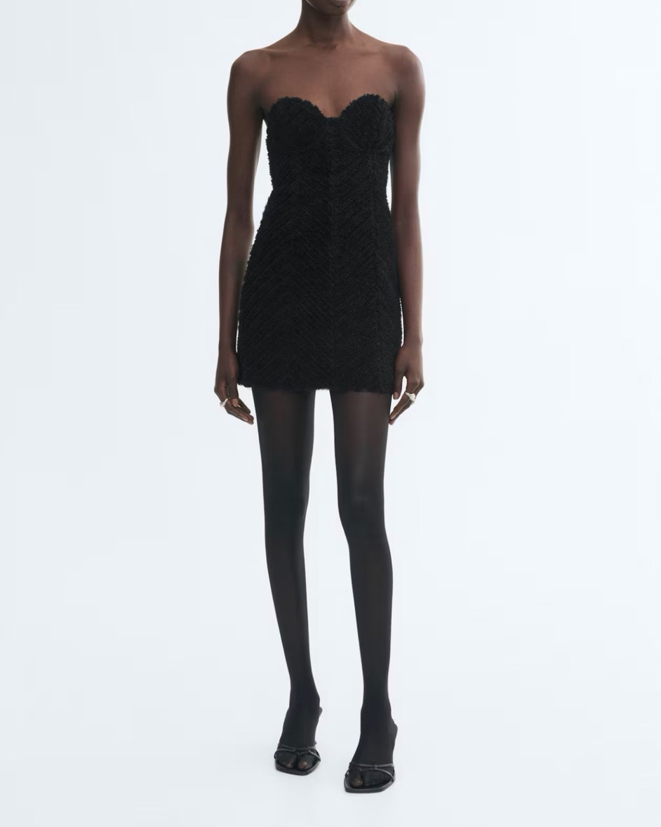 Black appliquéd strapless mini dress

#LTKSeasonal
