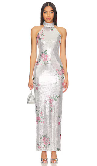 Luiza Sequin Maxi Dress in Silver Floral | Revolve Clothing (Global)