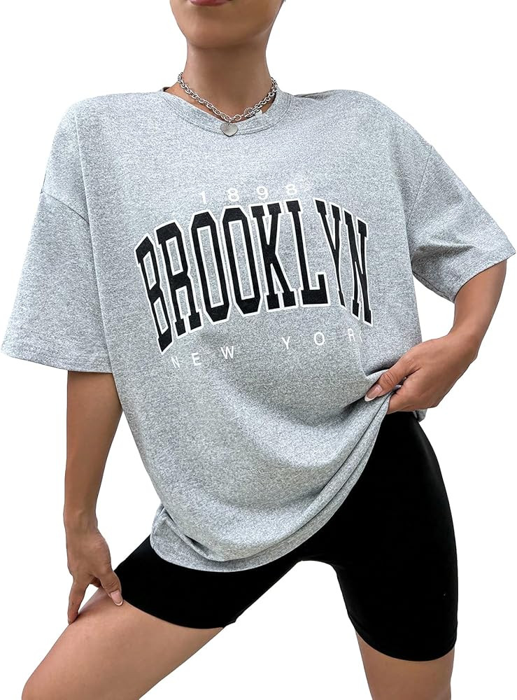 SOLY HUX Women's Graphic Oversized Tees Letter Print Summer Tops Vintage Half Sleeve Loose Casual... | Amazon (US)