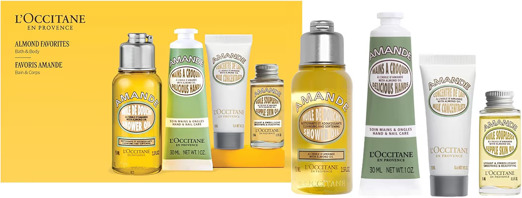 L'OCCITANE Almond Favorites Set: Cleansing Shower & Supple Skin Oils, Hand Cream & Moisturizer, T... | Amazon (US)