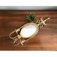 Vintage Hollywood Regency Style Solid Brass Mirrored Wall Sconce Double Arm Candle Holder, Mirror, Decorative Crafts Inc | Etsy (US)