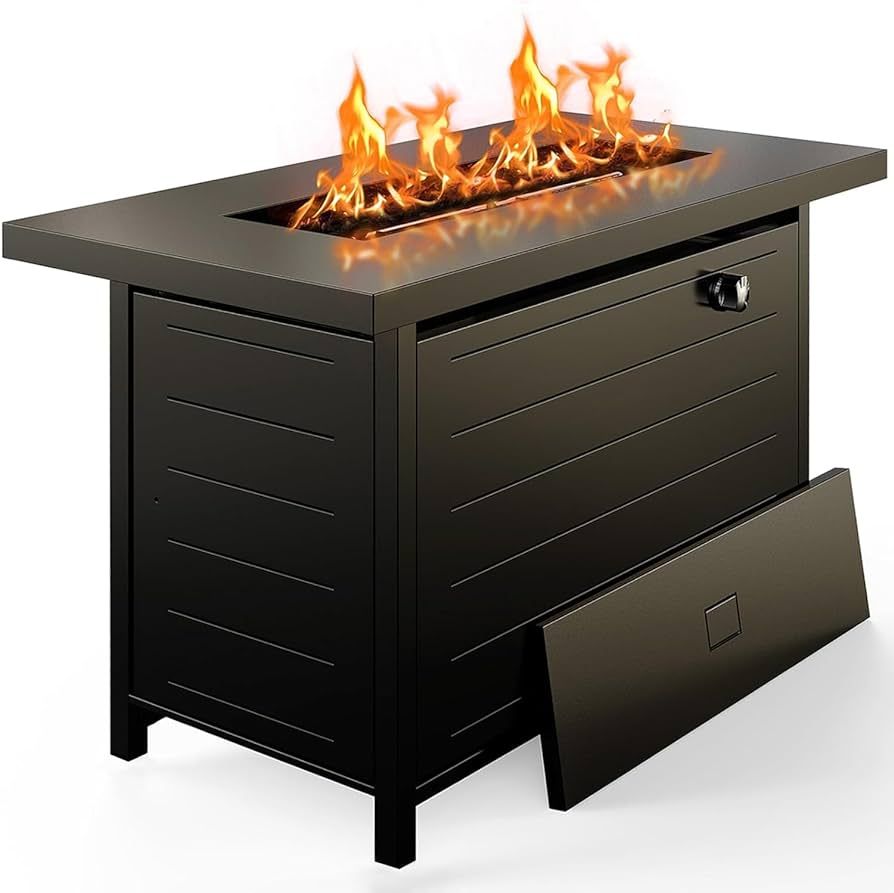 42 Inch Gas Fire Pit Table, 60,000 BTU Propane Pits for Outside with Steel Lid and Lava Rock, 2 i... | Amazon (US)