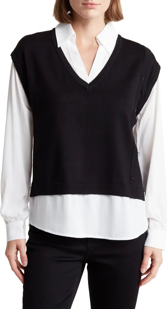 Twofer Sweater Vest Long Sleeve Shirt | Nordstrom Rack