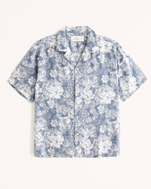 Camp Collar Summer Linen-Blend Shirt | Abercrombie & Fitch (US)