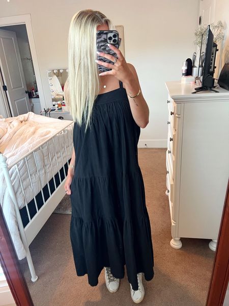 Wearing a size S! 🖤
Summer dress, outfit inspo, old money outfits, summer aesthetic, old money aesthetic, black dress, black maxi dress, golden goose outfit, dress with golden goose outfit 

#LTKstyletip #LTKshoecrush #LTKwedding