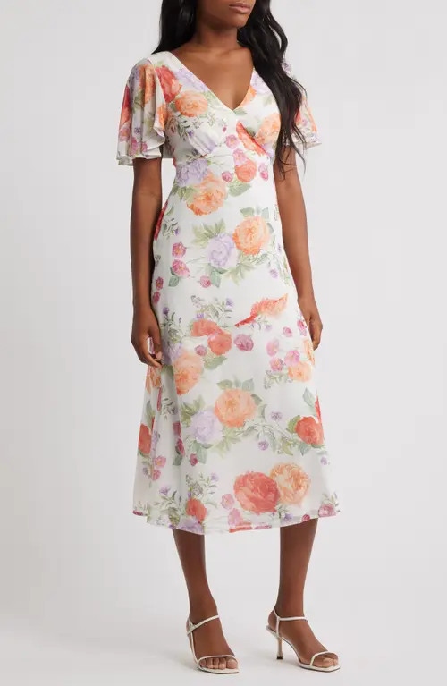 Lipsy Flutter Sleeve Maxi Dress in White at Nordstrom, Size 6 Us | Nordstrom