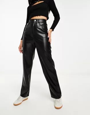 Wednesday's Girl straight leg faux leather trousers in black | ASOS (Global)