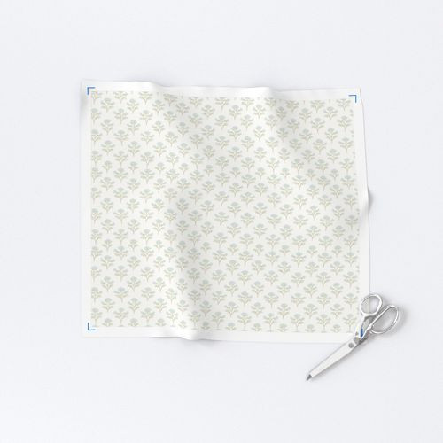 Fabric in Block Print Sprig Seafoam and Tea | Spoonflower