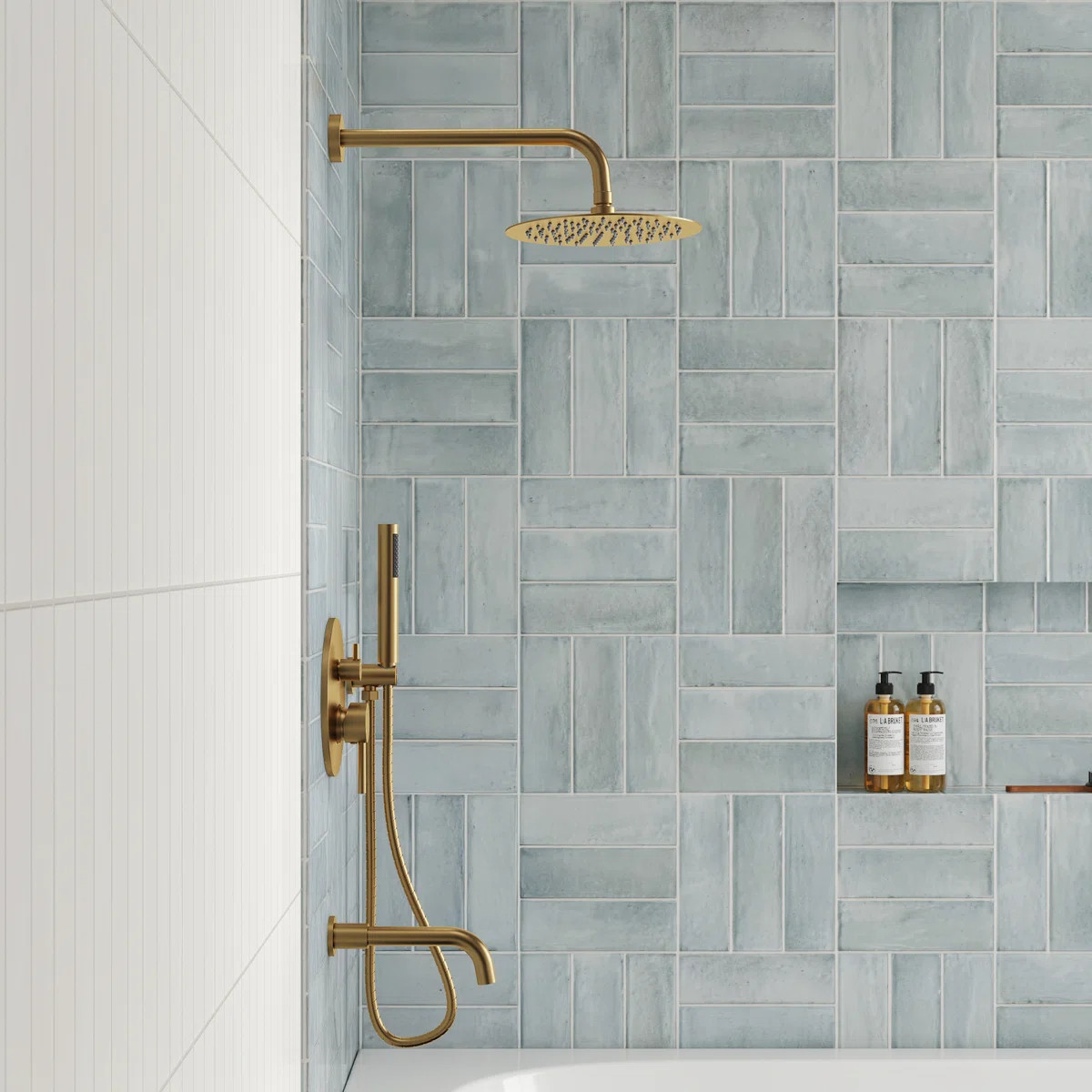 10-Inch High-Pressure Rainfall Shower System, Tub Faucet Set with Pressure Balanced Valve SF10-3F... | Wayfair North America