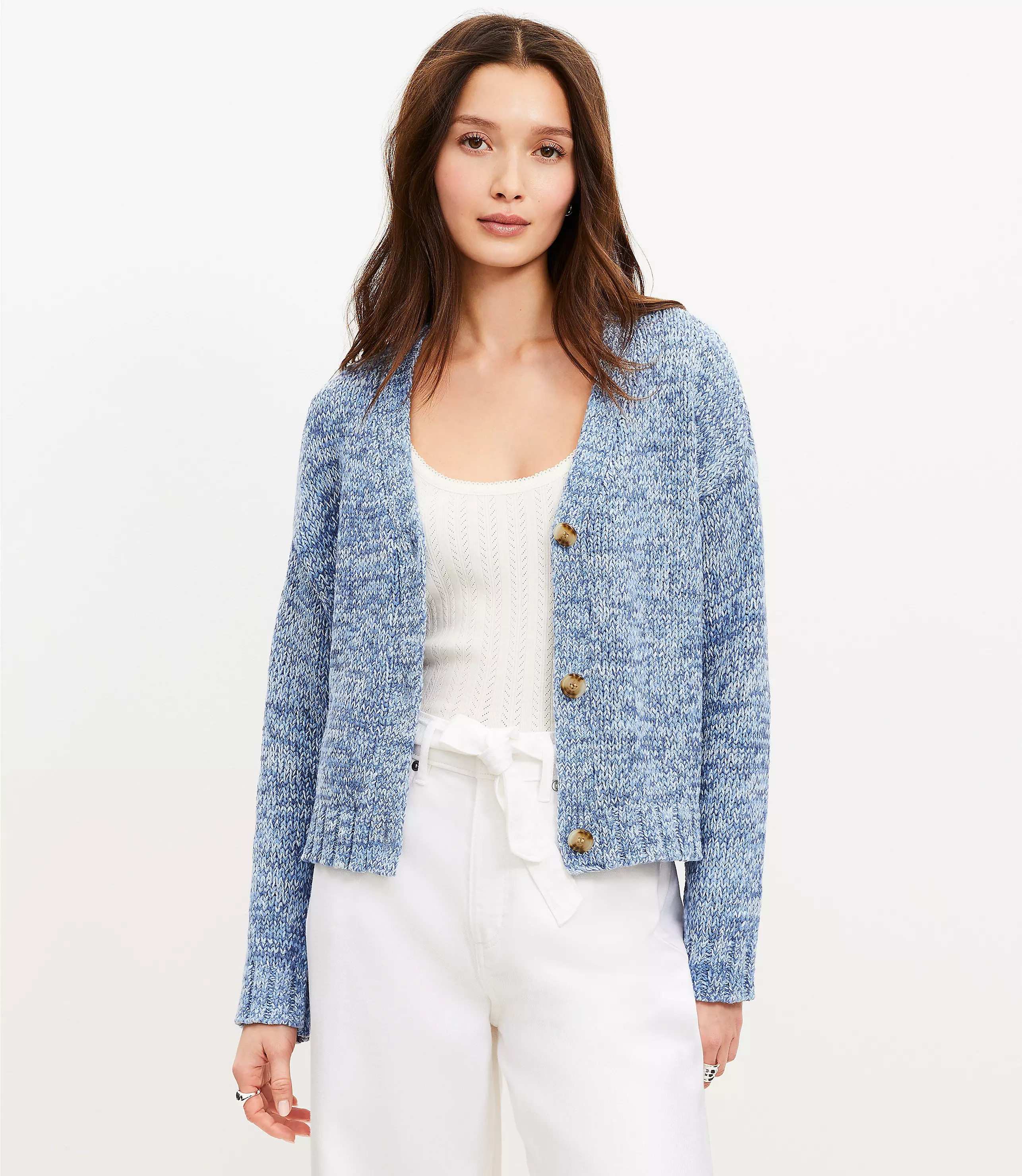 Marled Easy V-Neck Cardigan | LOFT